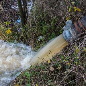 Pumping floodwater Pumping floodwater from a flooded property